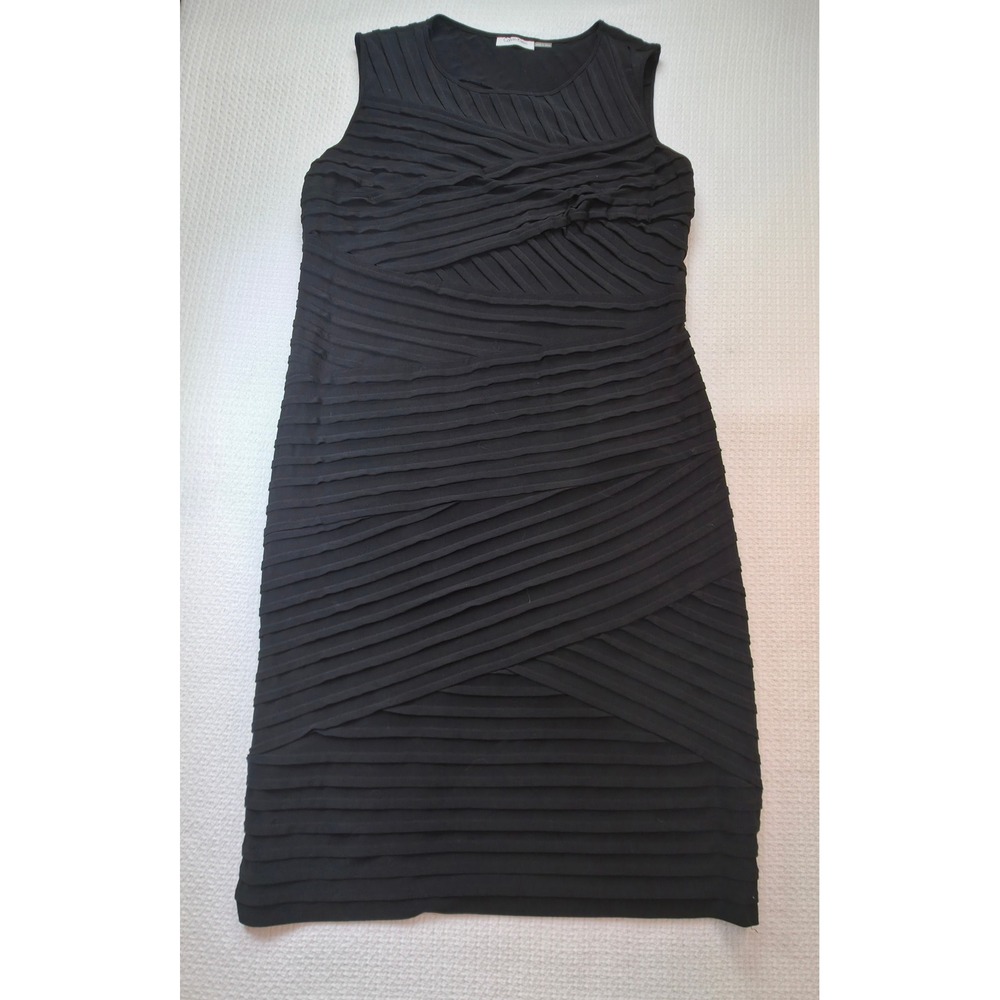 Calvin Klein Sheath Dress Womens M Black  Pleated Bandage Sleeveless